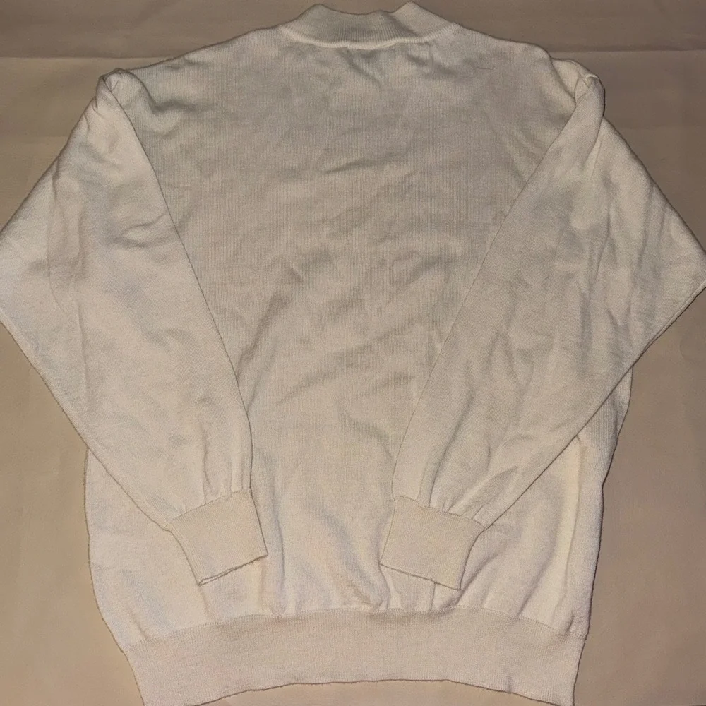 Vintage Italian Made Mens Wool blend Cream Mock Neck Long Sleeve Sweater Knit L